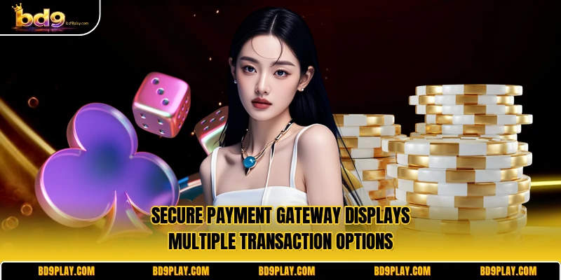 Secure payment gateway displays multiple transaction options